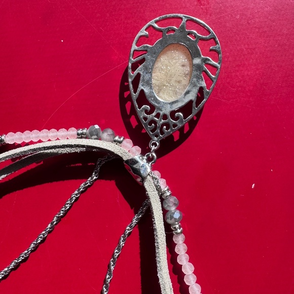 NWT Ruby Rd. Necklace Multistrand Beaded w/Sandstone Pendant & Silver tone Chain - Picture 6 of 6